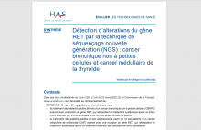 Détection d’altérations du gène RET par la technique de séquençage nouvelle génération (NGS) : cancer bronchique non à petites cellules et cancer médullaire de la thyroïde (HAS)